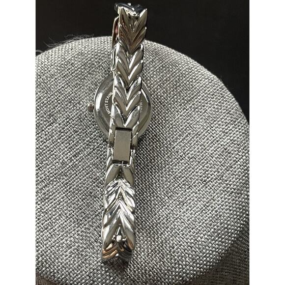 Cote d' Azur Watch Women Rhinestones White Dial Oval Silver Band Career Office - Picture 5 of 9